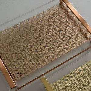 Kendra Scott Rose Gold Filigree Acrylic Tray with Handles